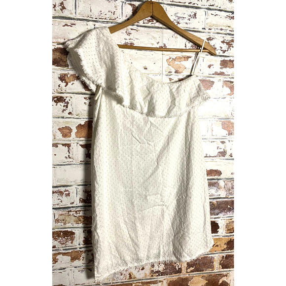 Anthropologie Cloth & Stone Pure Tencel Textured Ruffle One Shoulder Dress - Picture 9 of 9